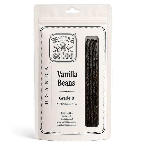 Uganda Vanilla Beans, Grade B, 8 oz bag