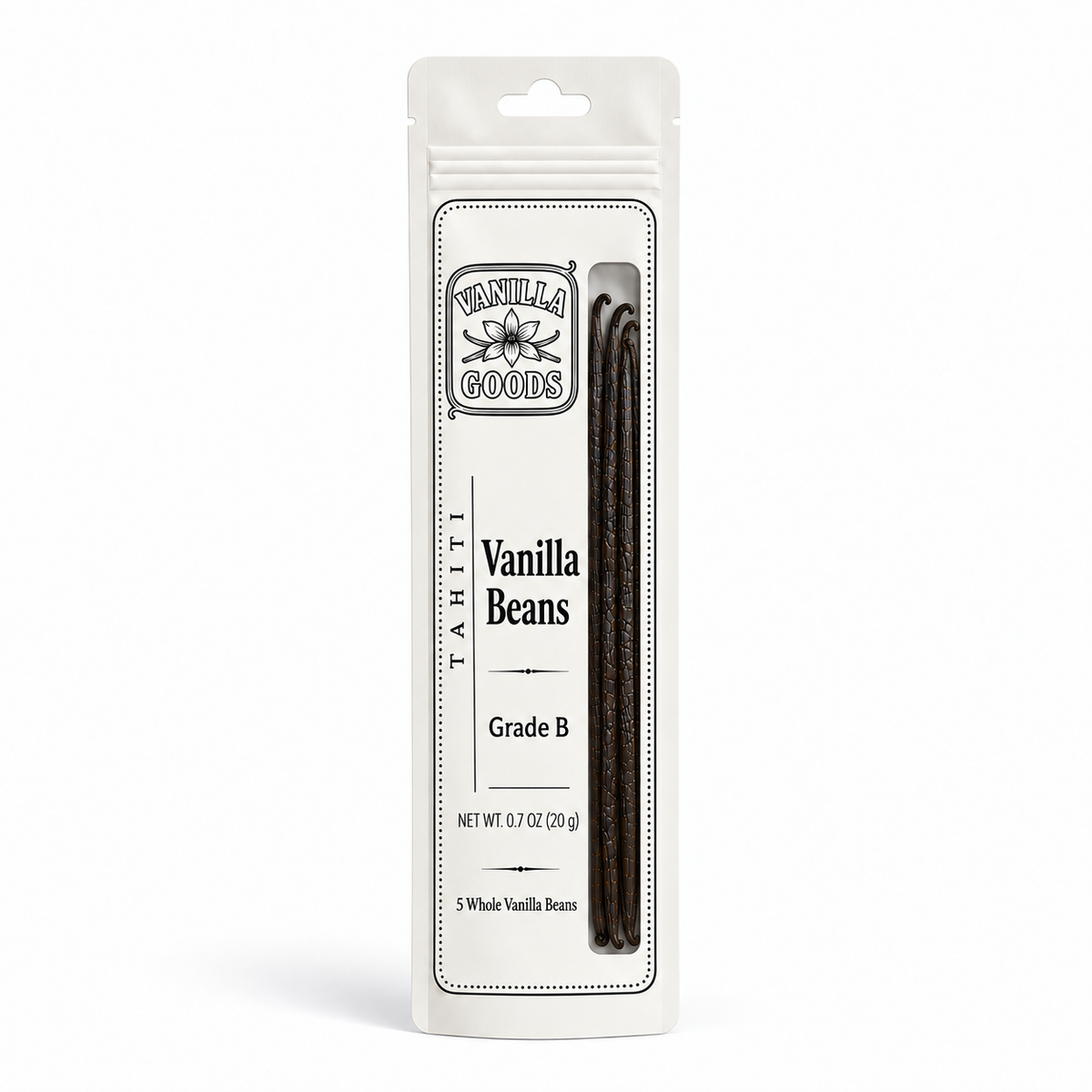 Tahitian Vanilla Beans, Grade B, 5 Beans