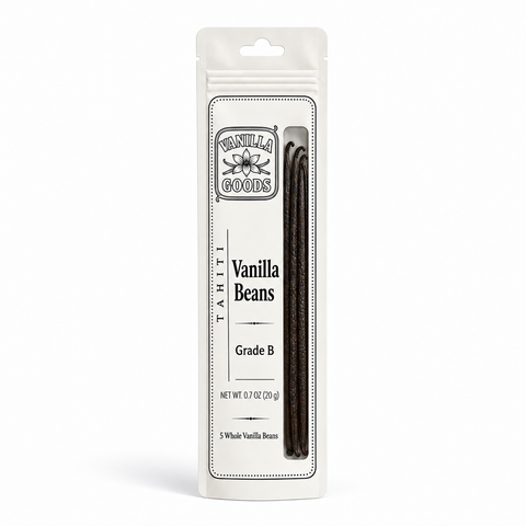 Tahitian Vanilla Beans, Grade B, 5 Beans
