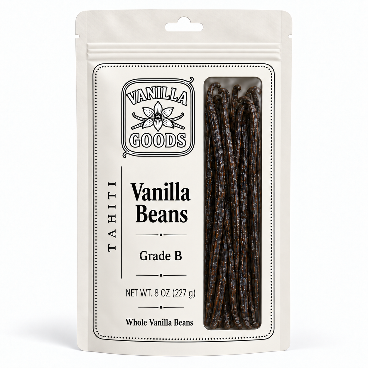 Tahitian Vanilla Beans, Grade B, 8 oz bag