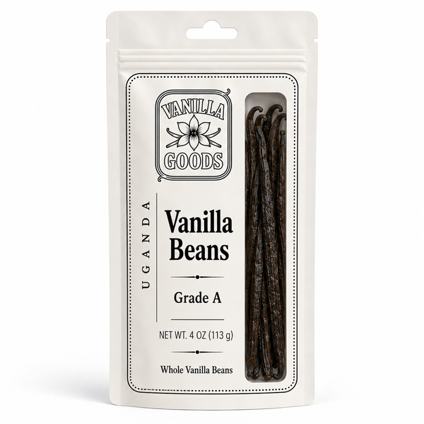 Uganda Vanilla Beans, Grade A, 4oz bag