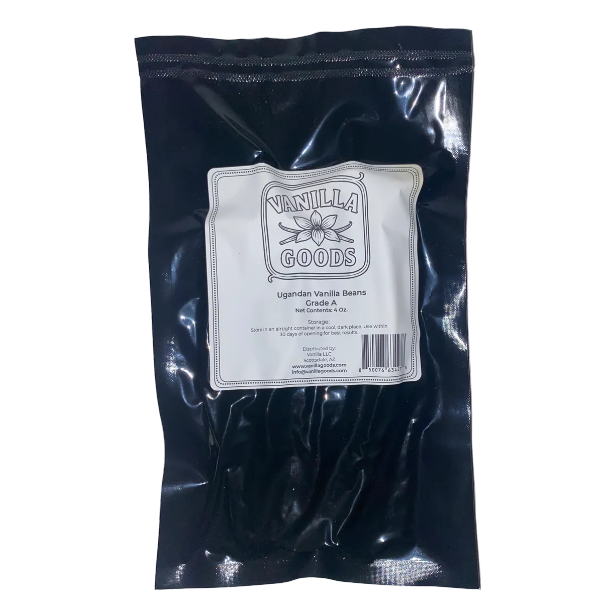 Uganda Vanilla Beans, Grade A, 4oz bag