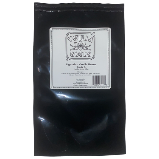 Uganda Vanilla Beans, Grade A, 8 oz bag