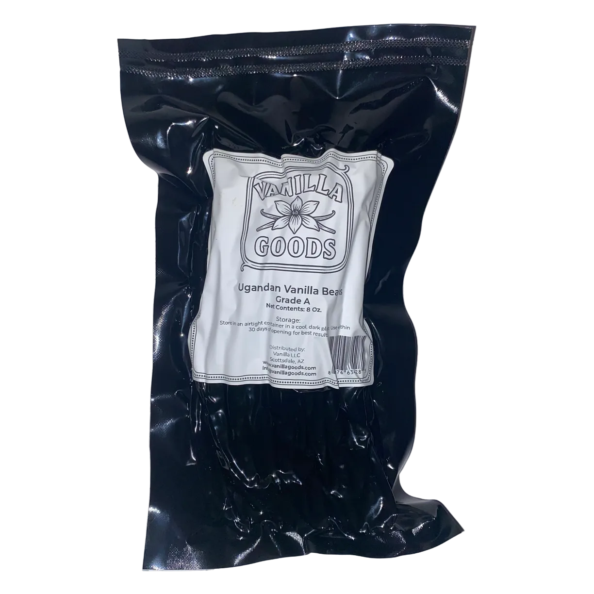 Uganda Vanilla Beans, Grade A, 8 oz bag