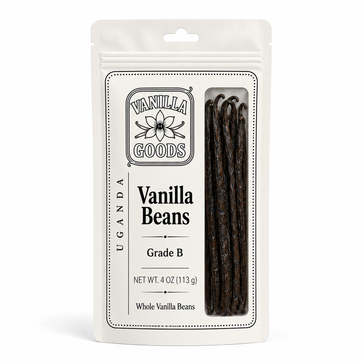 Uganda Vanilla Beans, Grade B, 4oz bag