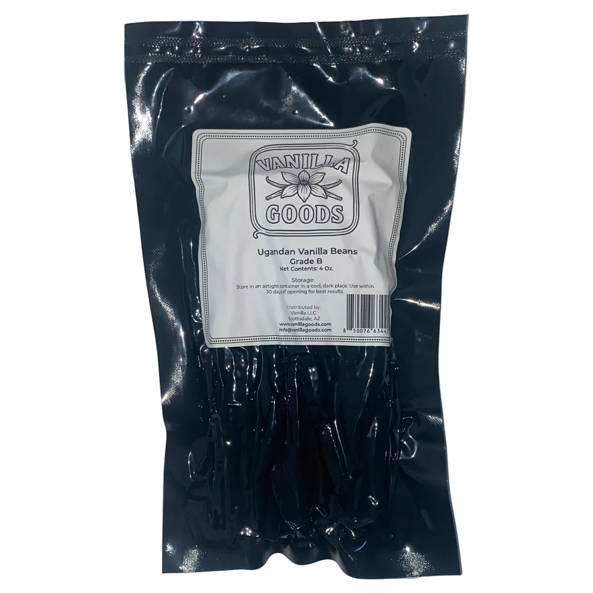Uganda Vanilla Beans, Grade B, 4oz bag