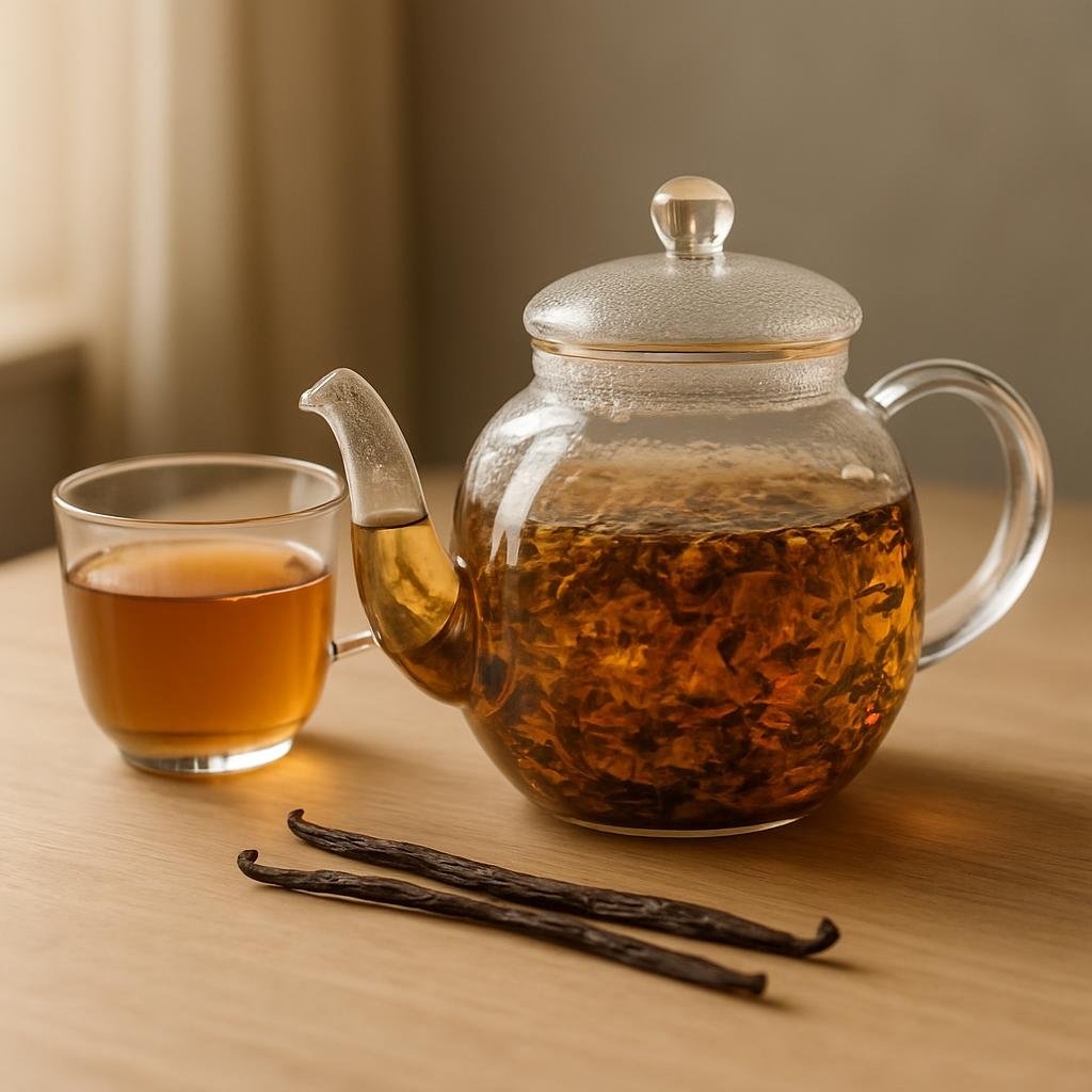 Brewing Apple Cider Rooibos Tea with real vanilla