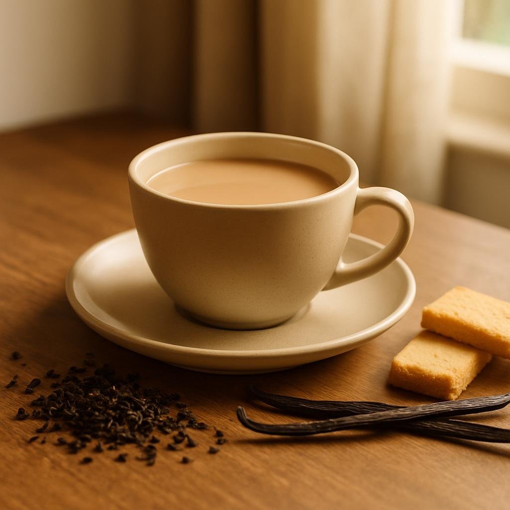 English Breakfast Tea served with vanilla bean pods