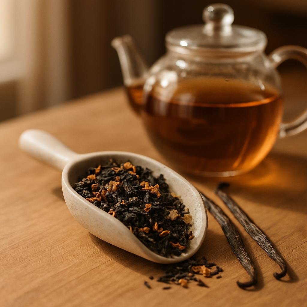 English Breakfast Tea leaves with real vanilla