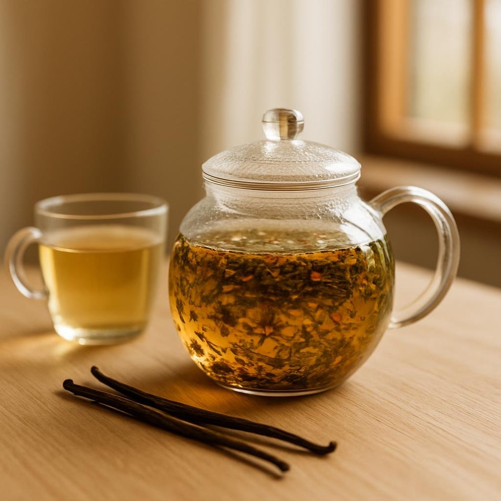 Brewing Hibiscus Berry Tea with real vanilla