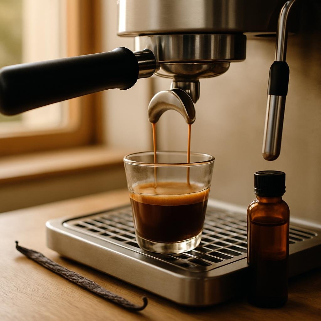 Brewing Italian Roast Espresso with real vanilla