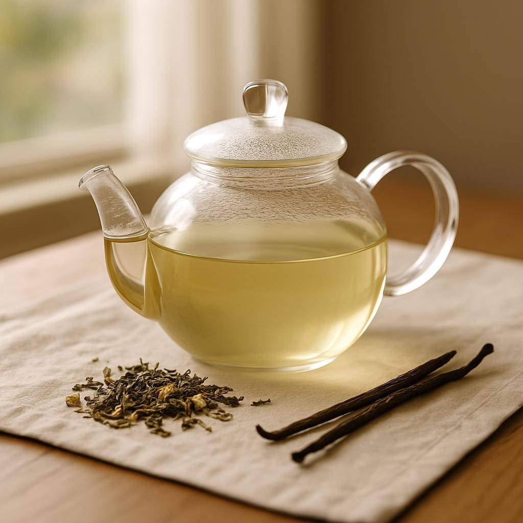 Jasmine Green Tea served with vanilla bean pods