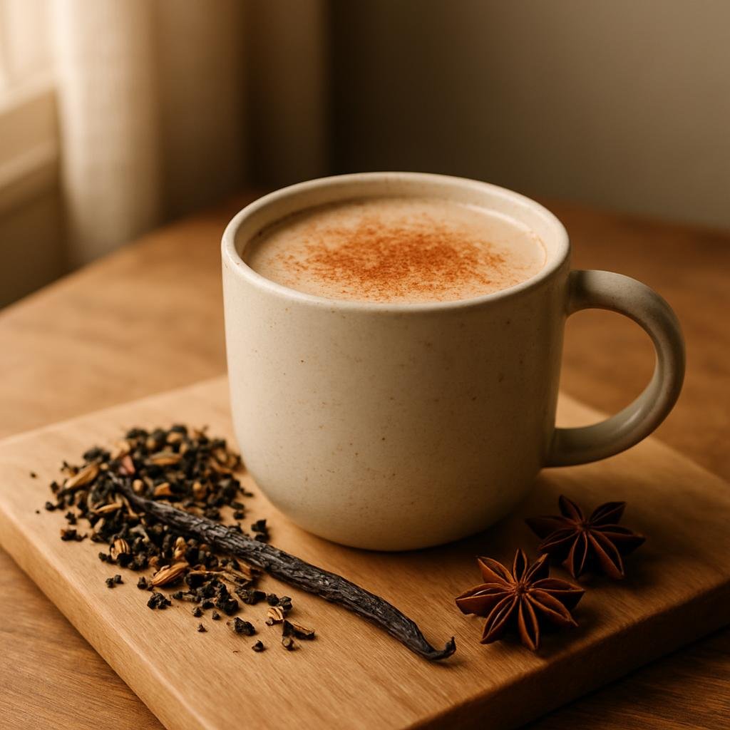 Masala Chai Tea served with vanilla bean pods