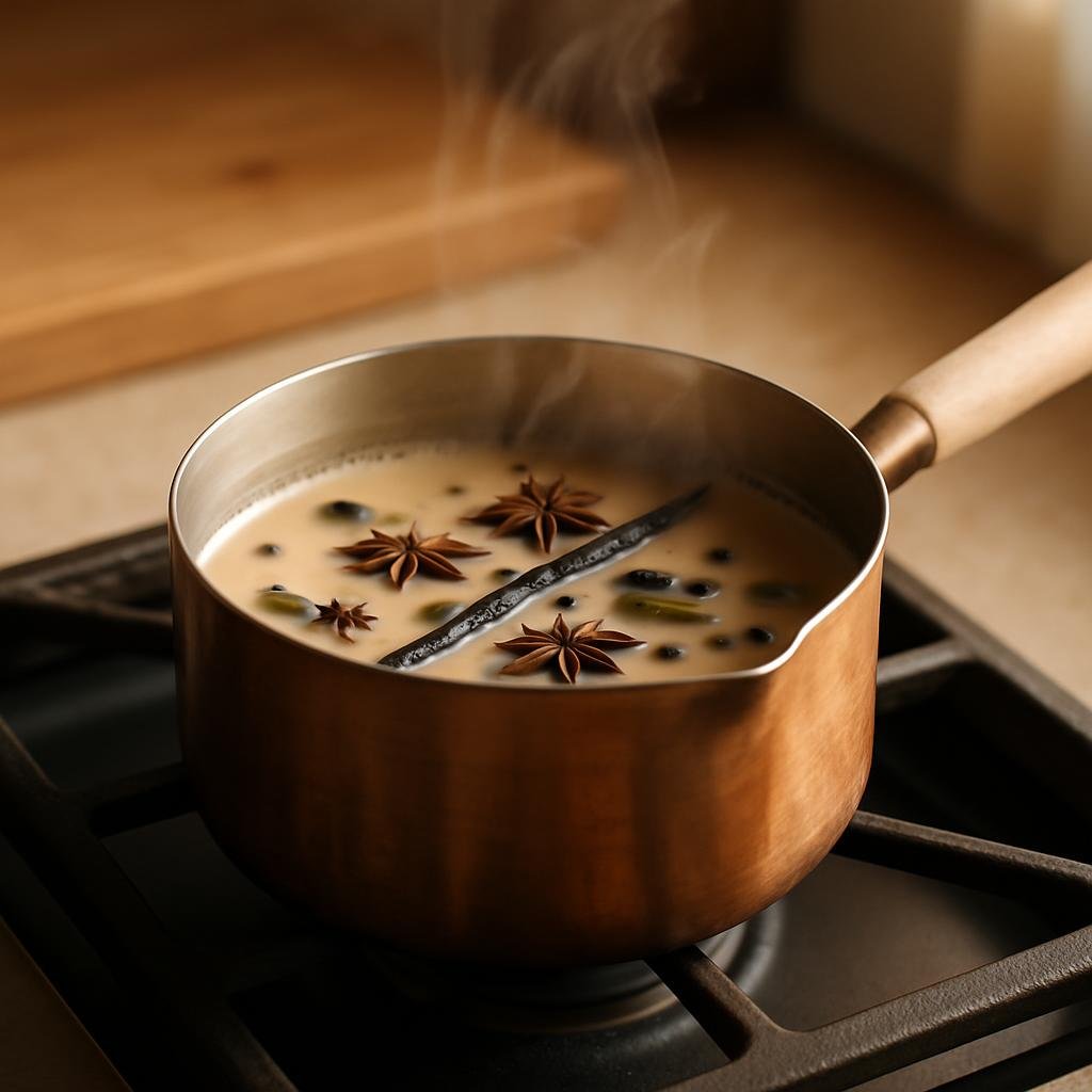 Brewing Masala Chai Tea with real vanilla