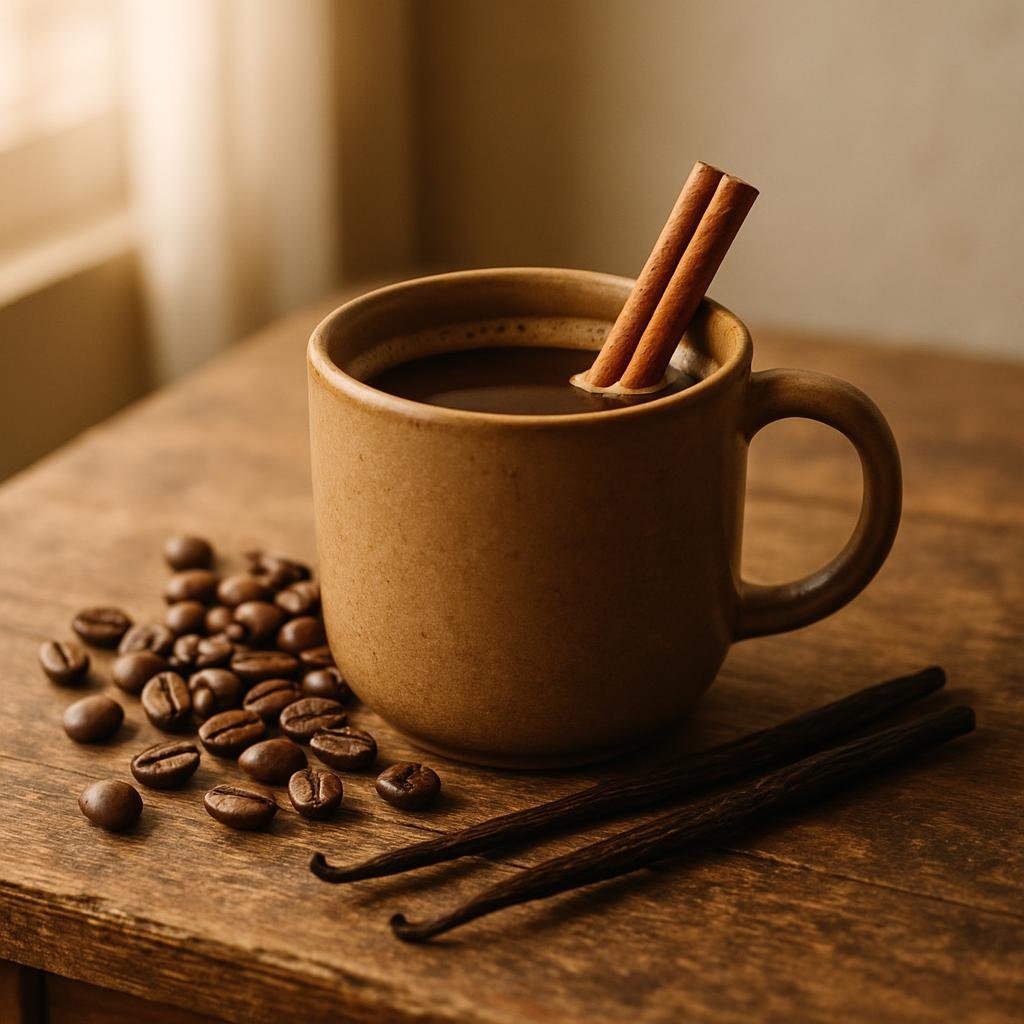 Mexican Single-Origin Coffee served with vanilla bean pods
