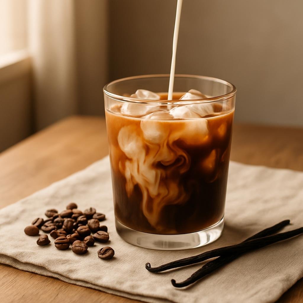 Papua New Guinea Single-Origin Coffee served with vanilla bean pods