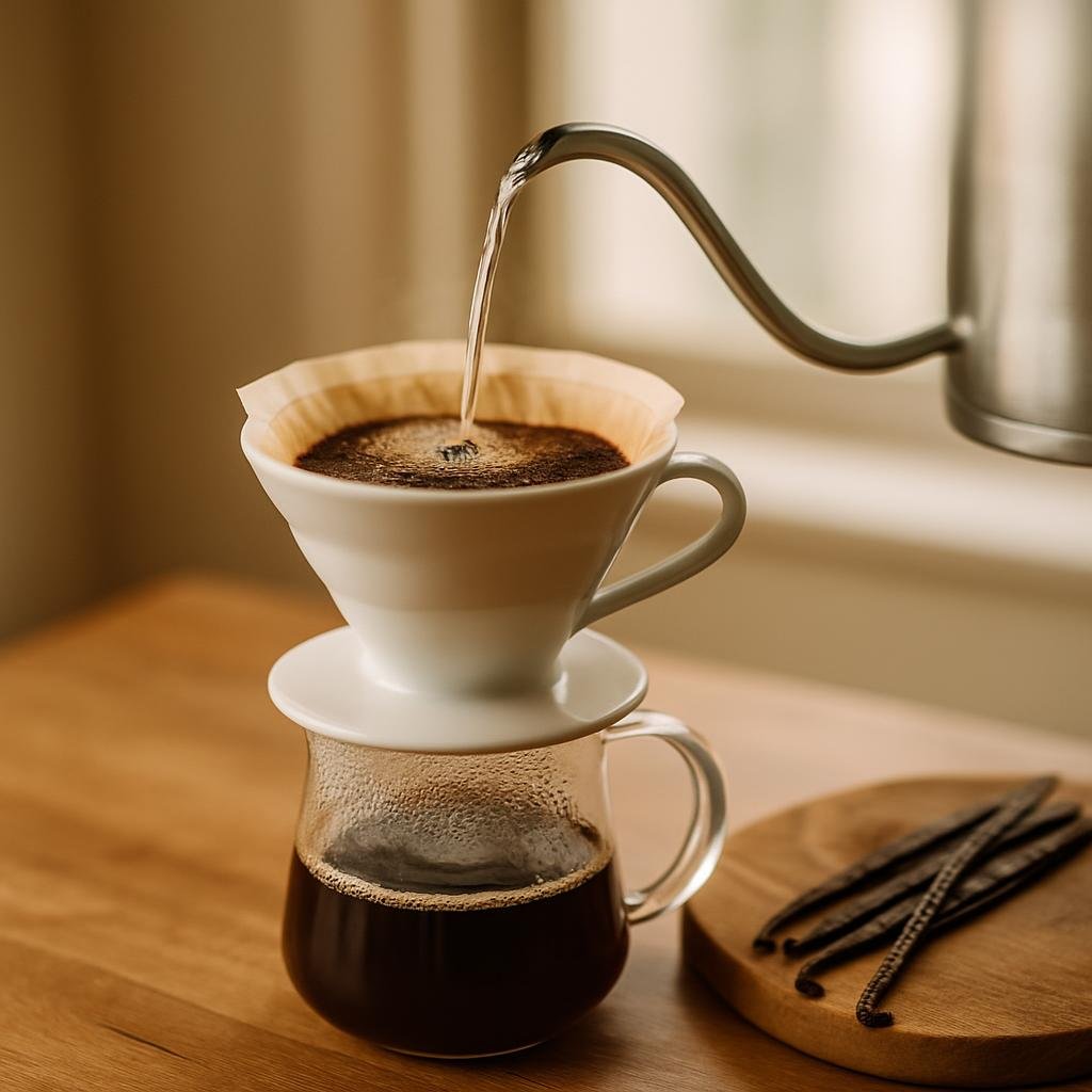 Brewing Papua New Guinea Single-Origin Coffee with real vanilla