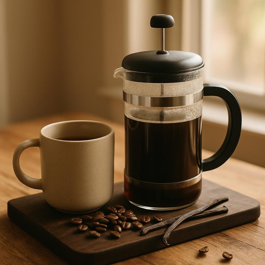 Sumatra Single-Origin Coffee served with vanilla bean pods