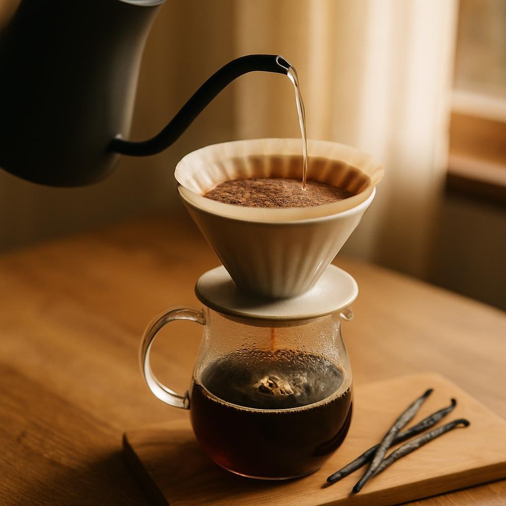 Brewing Sumatra Single-Origin Coffee with real vanilla