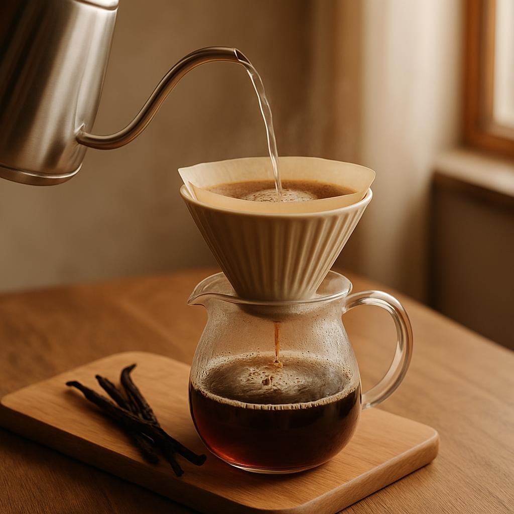 Brewing Ugandan Single-Origin Coffee with real vanilla